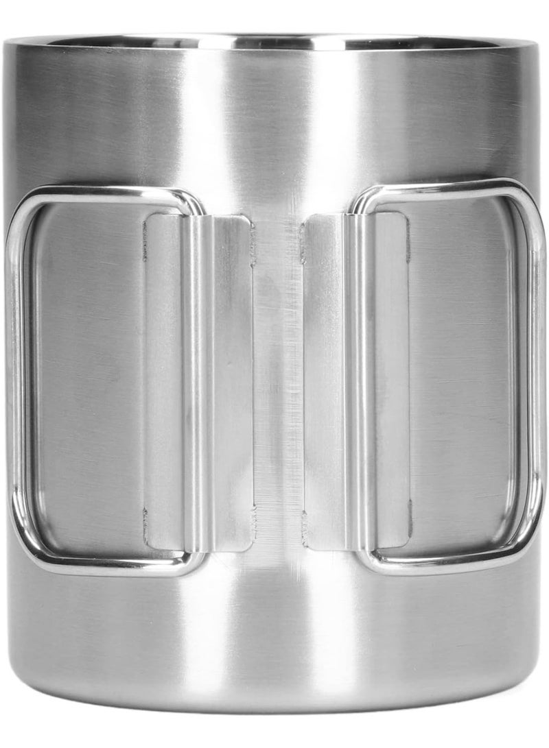 TOPINCN Stainless Steel Cup, Stainless Steel Coffee Mug Coffee Travel Mug with Folding Handle Design for Home Camping Trips Outdoors - Image 2